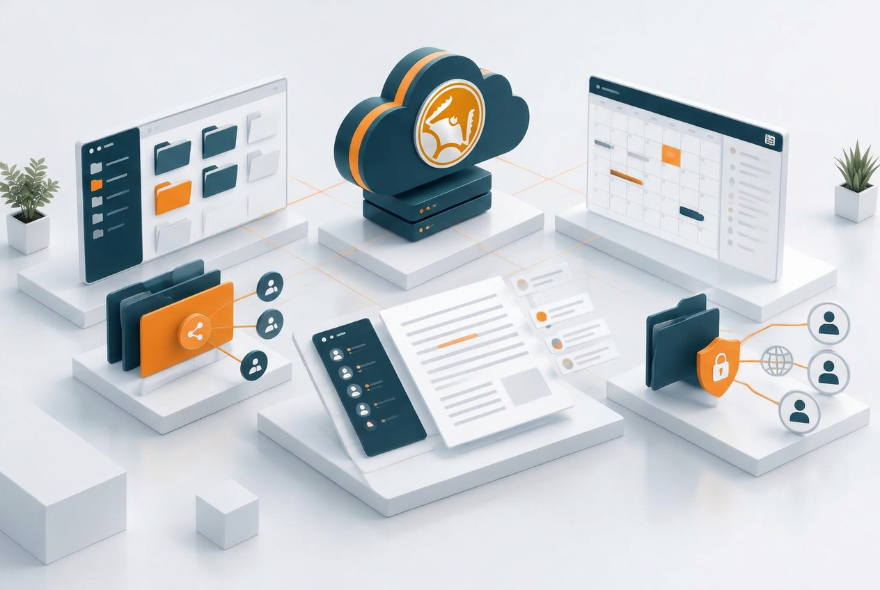 Eigenständige Illustration eines sicheren digitalen Arbeitsplatzes